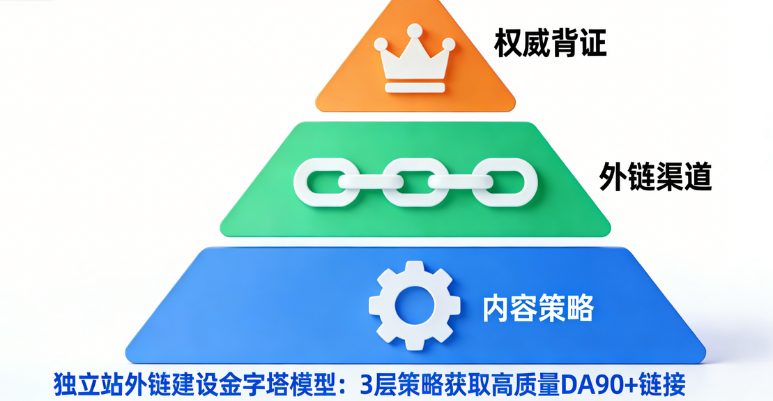 独立站外链建设金字塔模型：3层策略获取高质量DA90+链接